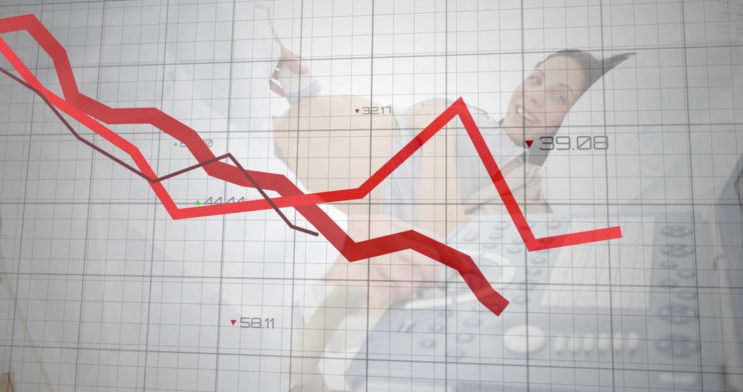 Audio Engineer Adjusting Console with Data Graph Overlay