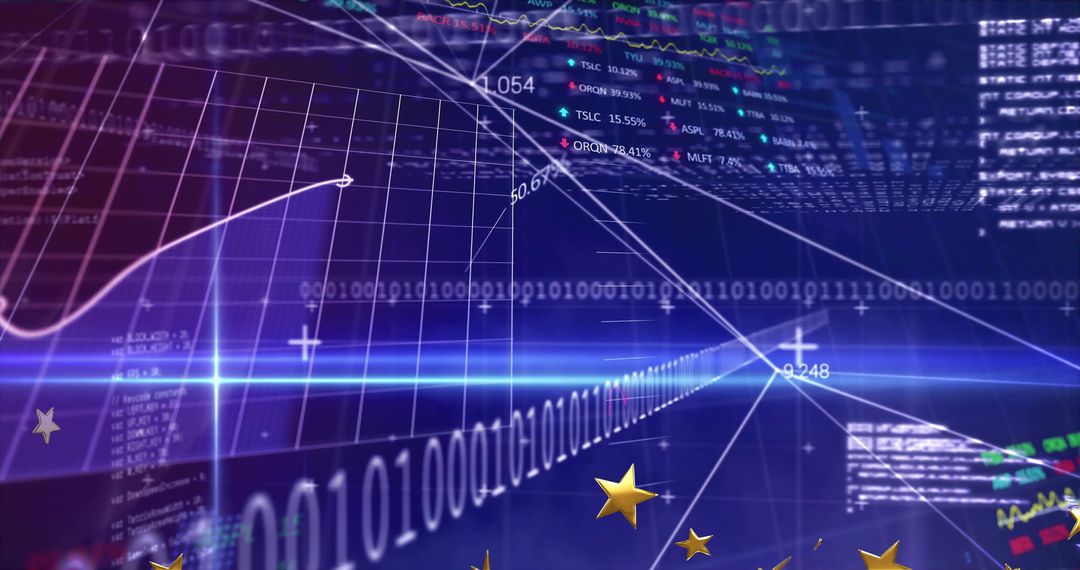 Futuristic Data Visualization with Analytics Graphics and Gold Stars