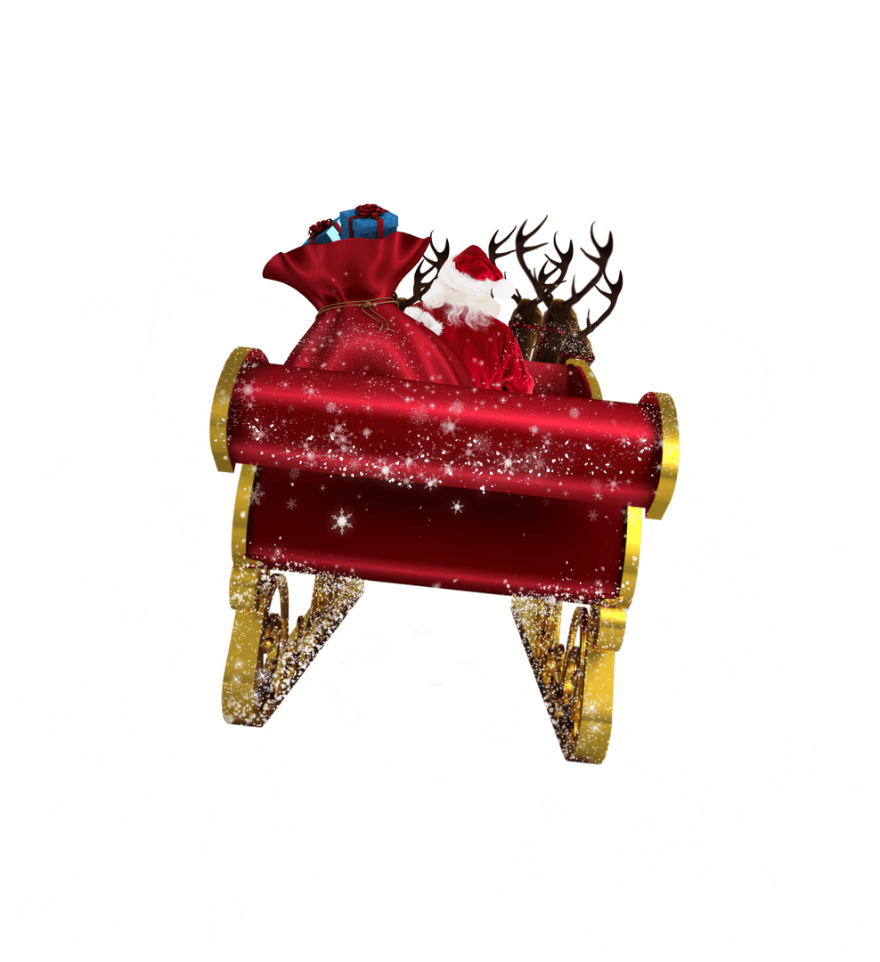 Sparkling Santa's Sleigh with Transparent Background