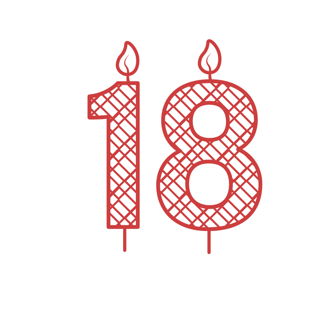 Transparent Vector 18th Birthday Patterned Red Candles