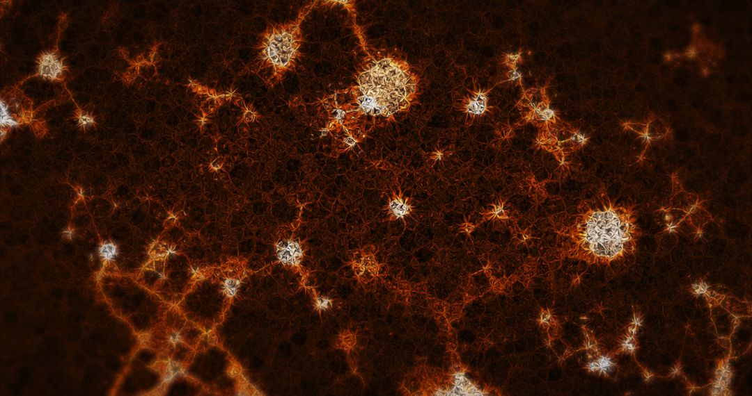 3D Glowing Molecules on Brown Background in Motion