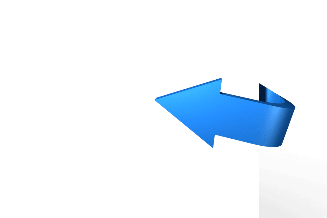 Blue Arrow Turning Sharp Corner on Transparent Background