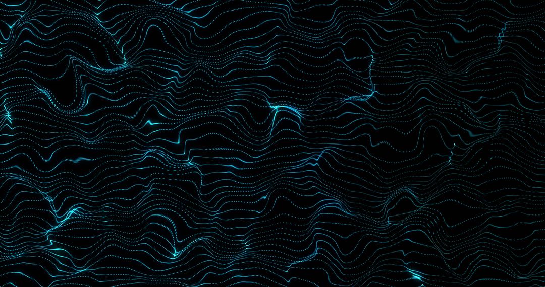 Dynamic Flow of Blue Waves on Black Background