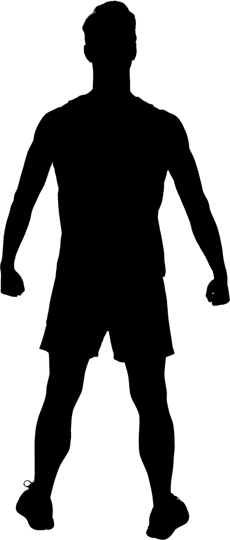 Silhouette of Man in Standing Pose with Hands by Side Transparent