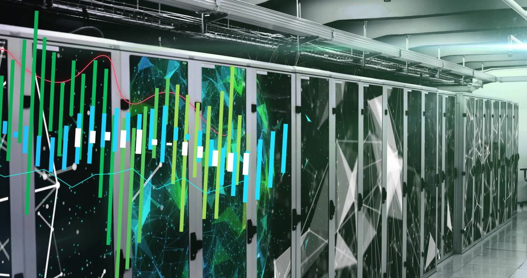 Digital Connections. Modern Data Center with Graphic Overlay