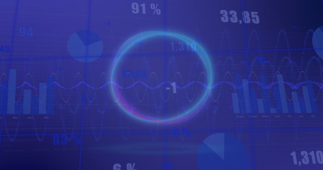 Abstract Holographic Graph Elements Over Digital Background