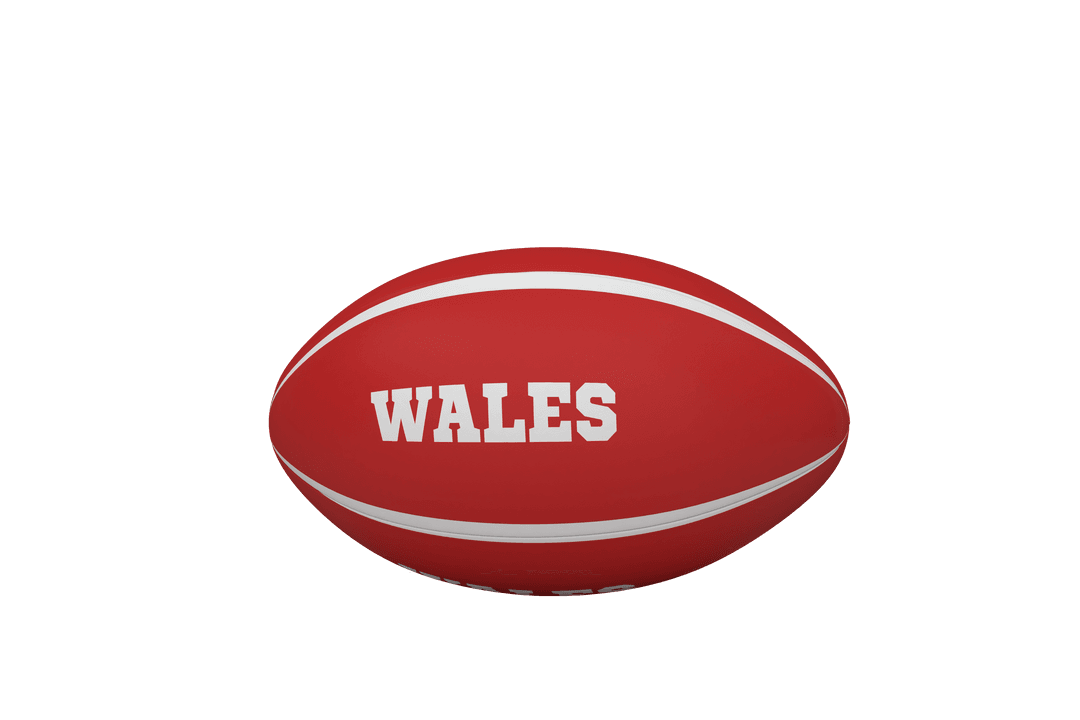 Rugby Ball with Wales Text on Transparent Background