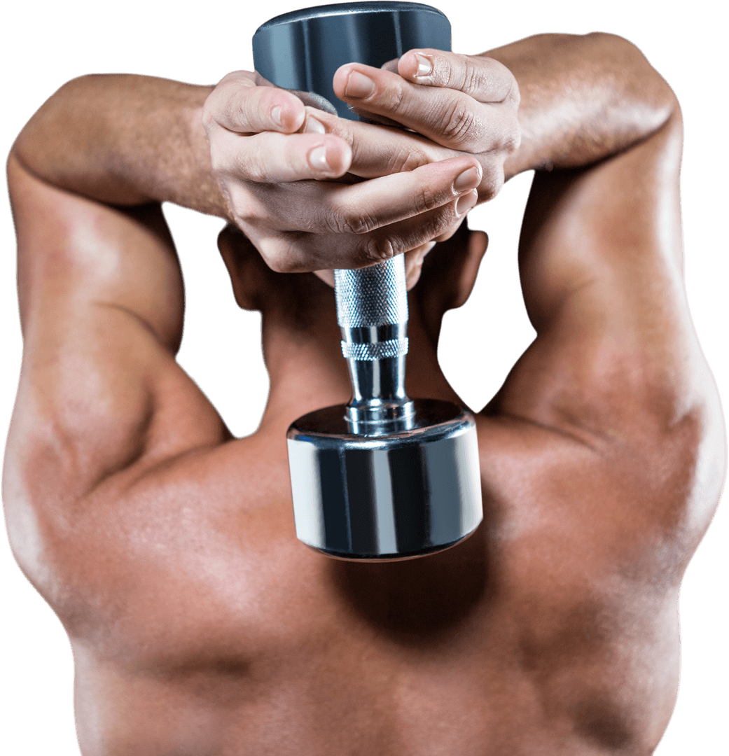 Transparent Bodybuilder Exercising With Dumbbell