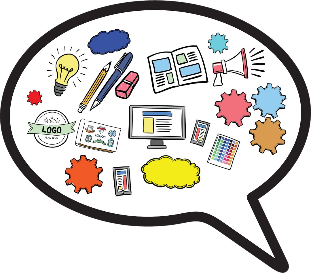 Creative Communication Symbols Inside Transparent Text Bubble