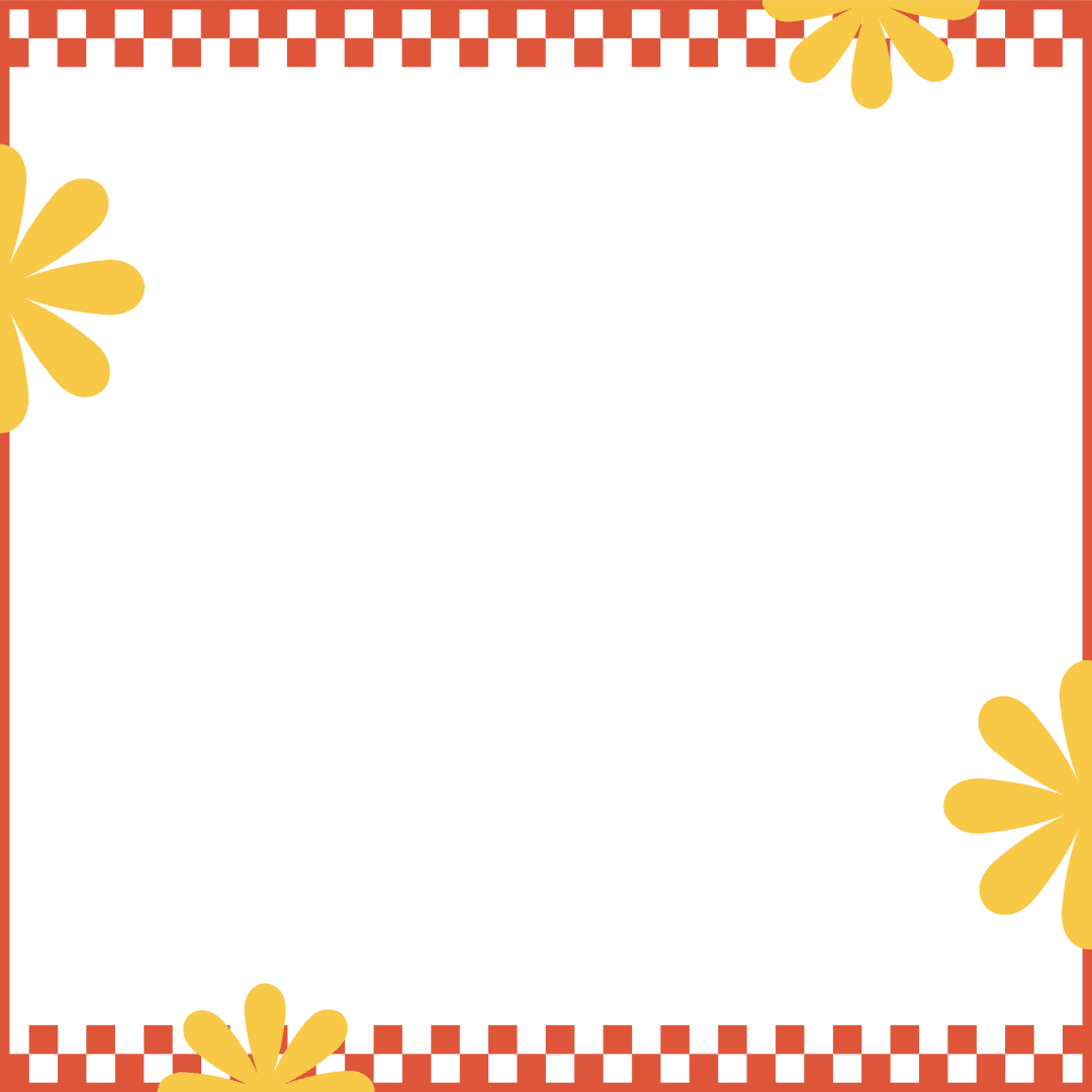 Vibrant Minimalistic Frame with Floral Motif on Transparent Background