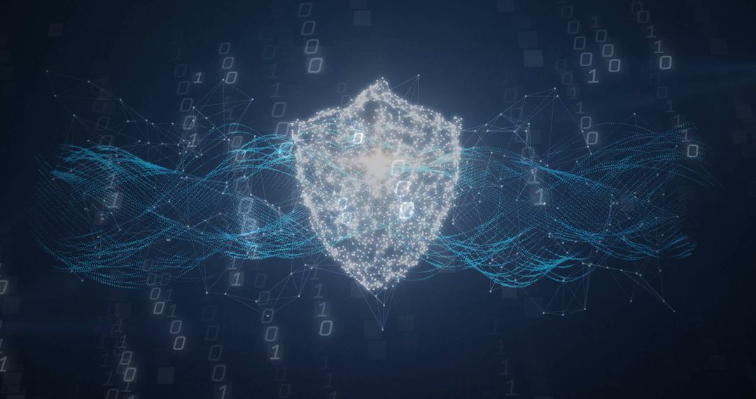 Luminous Digital Shield Representing Cybersecurity in a Binary Landscape