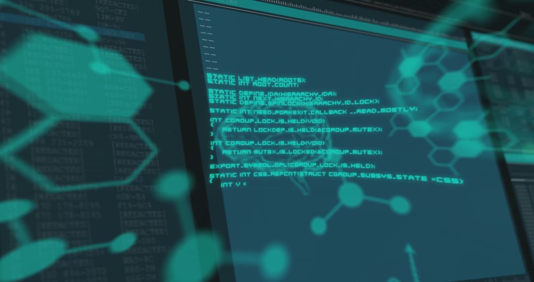 Digital Brain and Molecules Over Data Processing Screen