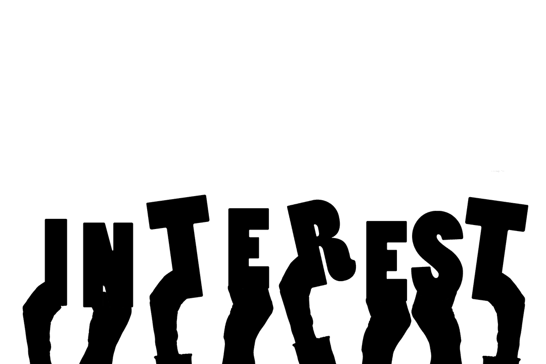 Hands Holding Interest Text on Transparent Background for Finance