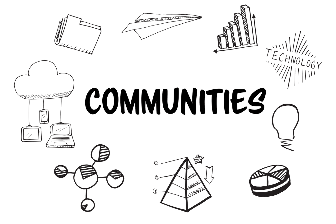 Digital Communities Concept Icons On Transparent Background