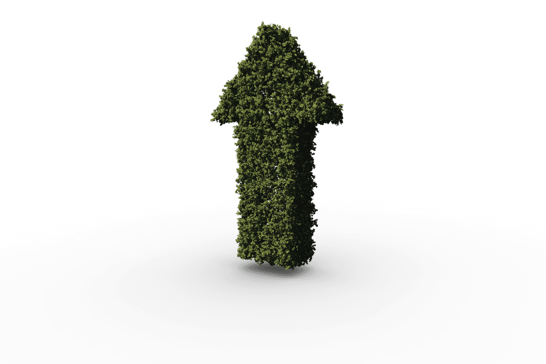 Transparent Green Leaf Arrow Symbol Isolated on Clear Background