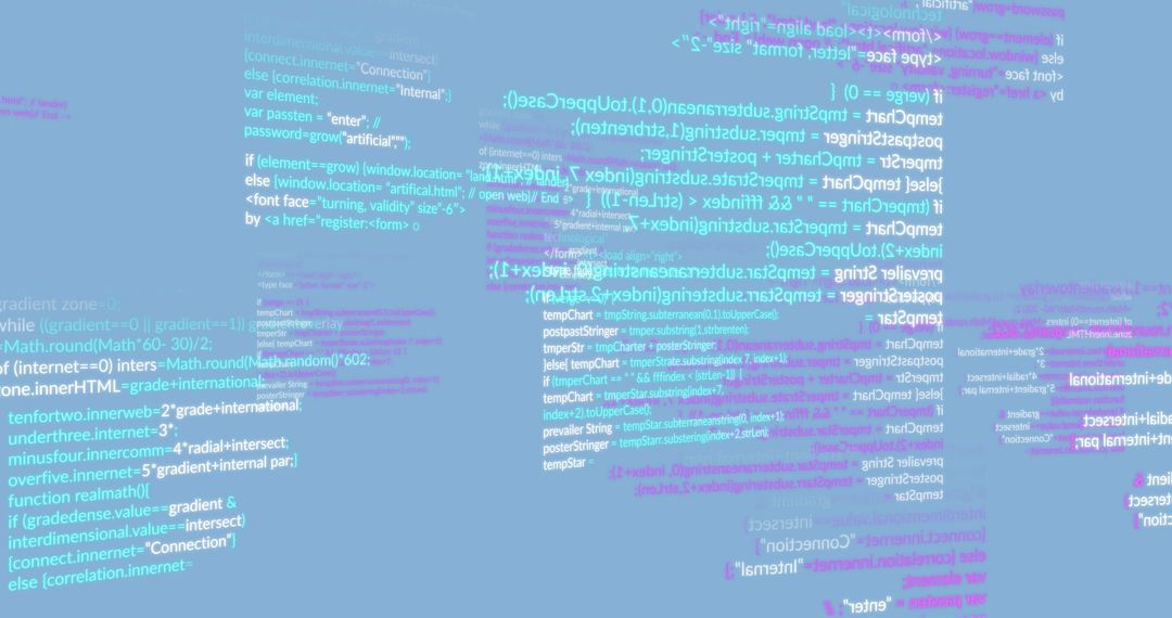 Abstract Coding Data Flow on Blue Background