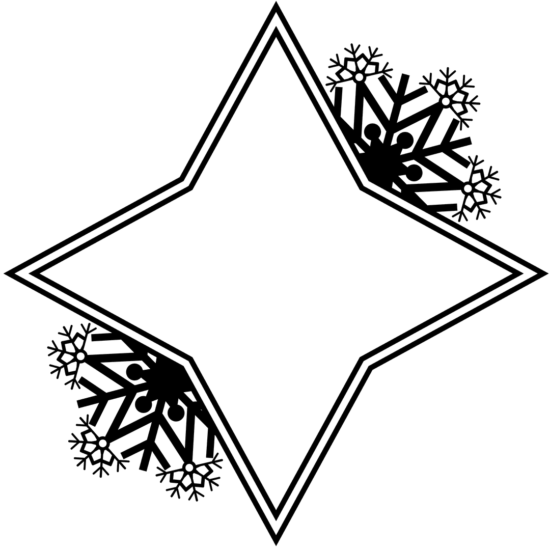 Transparent Star and Snowflakes Illustration on Dark Background