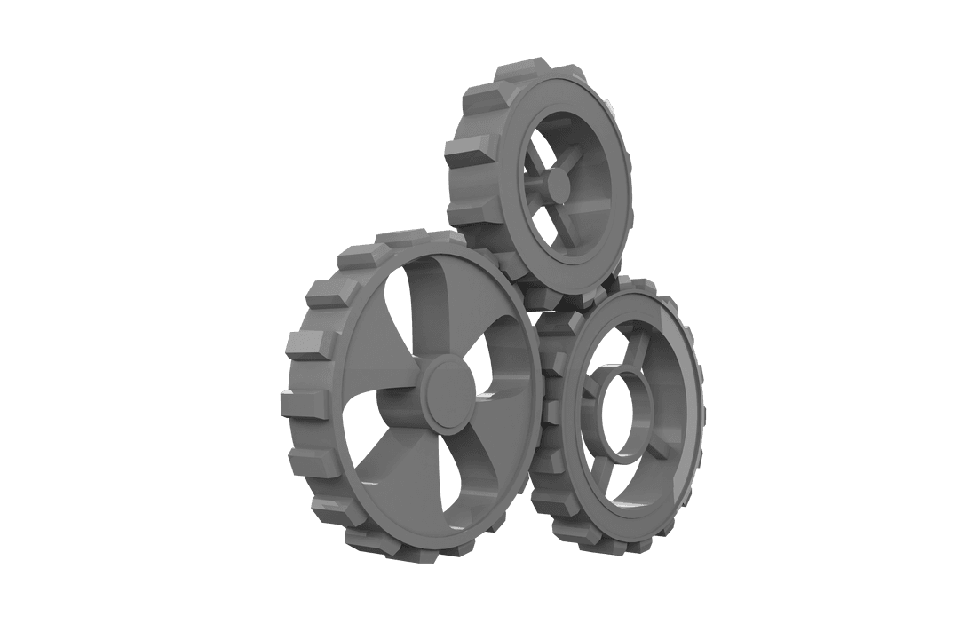 Transparent Gray Cogs Illustration with Industrial Design