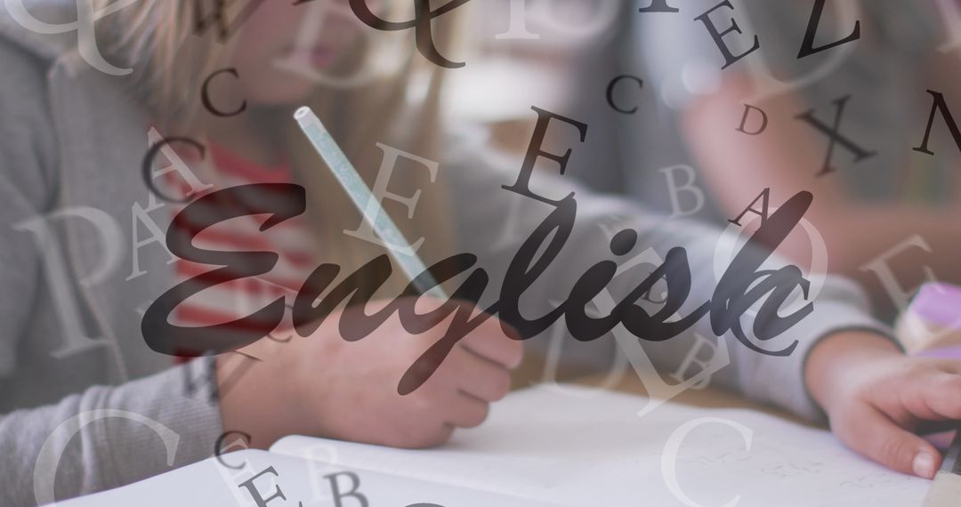 Child Engaged in English Learning with Floating Alphabets