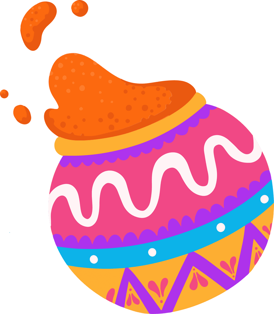 Bright Decorative Vessel with Vibrant Foam Splash Transparent Background