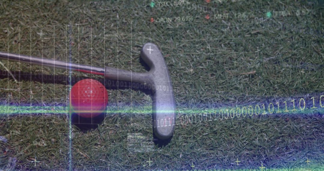 Croquet Mallet and Ball with Technological Data Overlay