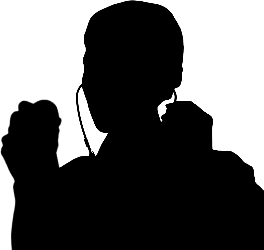 Silhouette of Female Doctor with Stethoscope on Transparent Background