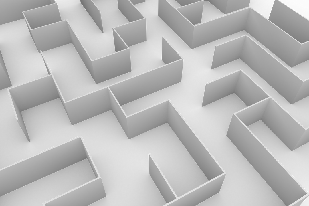 High Angle View of 3D Transparent White Maze on Black Background - Download Free Stock Images Pikwizard.com