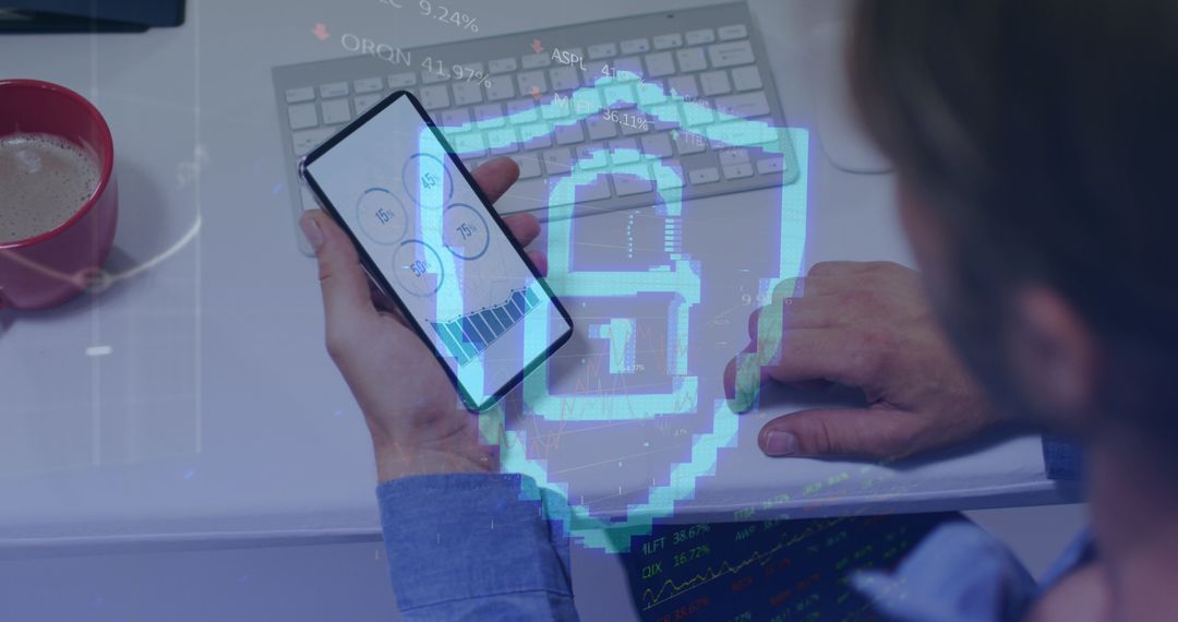 Digital Security Concept with Smartphone and Data Overlay