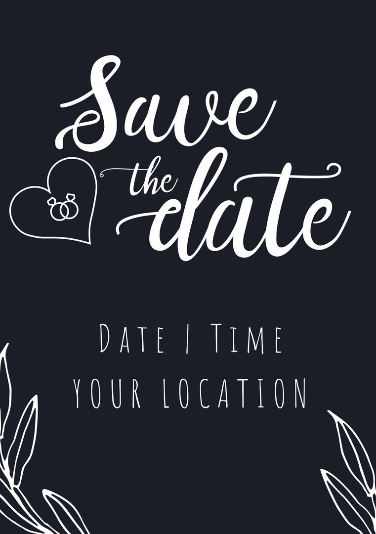 Elegant Save the Date Template with White Script on Dark Background - Download Free Stock Templates Pikwizard.com