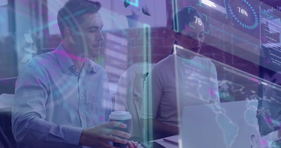 Collaborative Team Analyzing Data at Modern Office