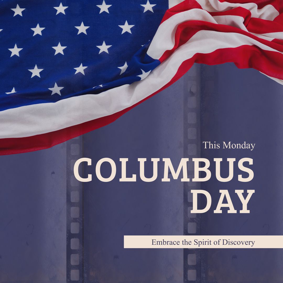 Columbus Day Celebration with American Flag Background