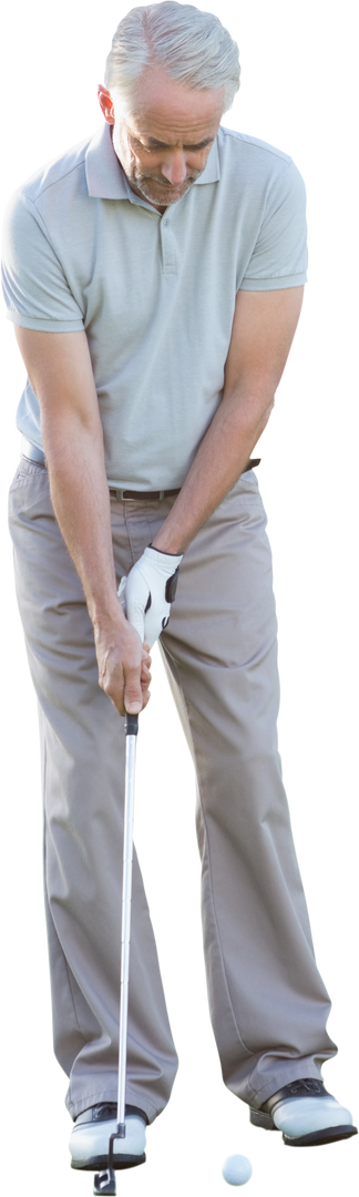 Caucasian Male Golf Player Taking Putting Posture On Transparent Background - Download Free Stock Images Pikwizard.com