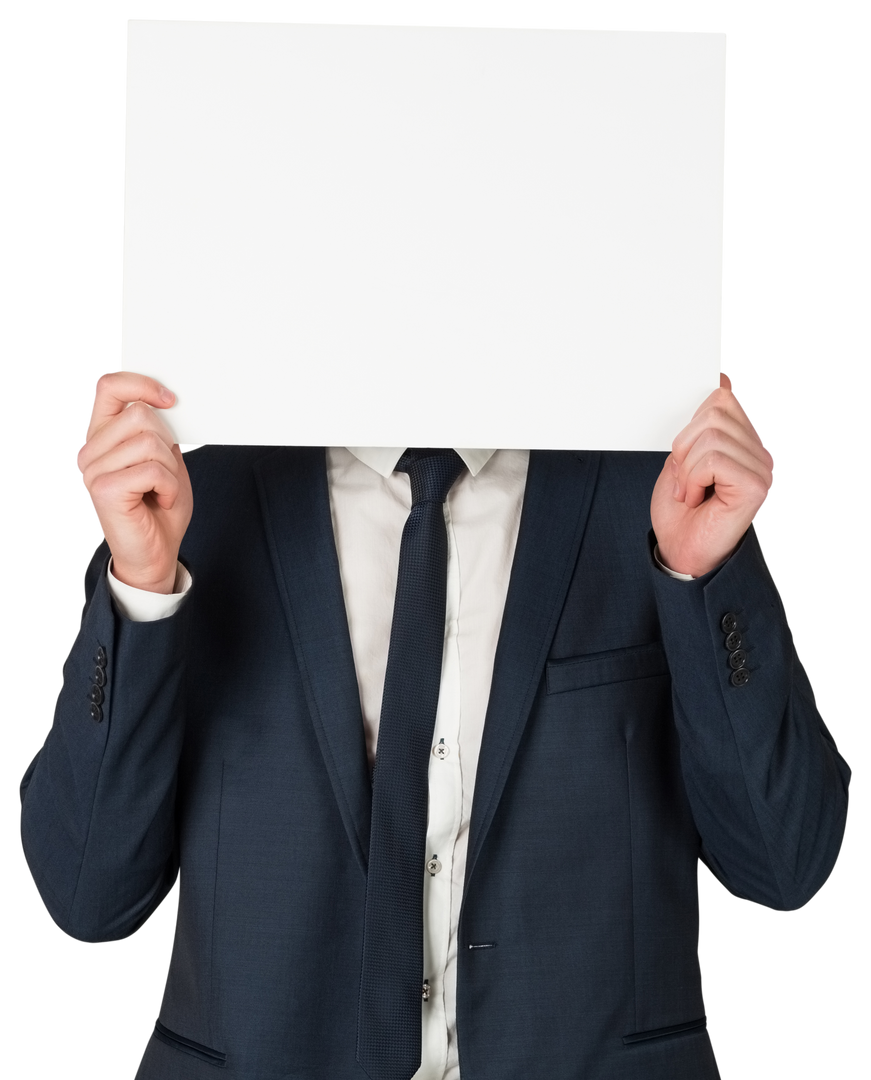 Businessman Holding Blank Compact Transparent Sign to Camera - Download Free Stock Images Pikwizard.com