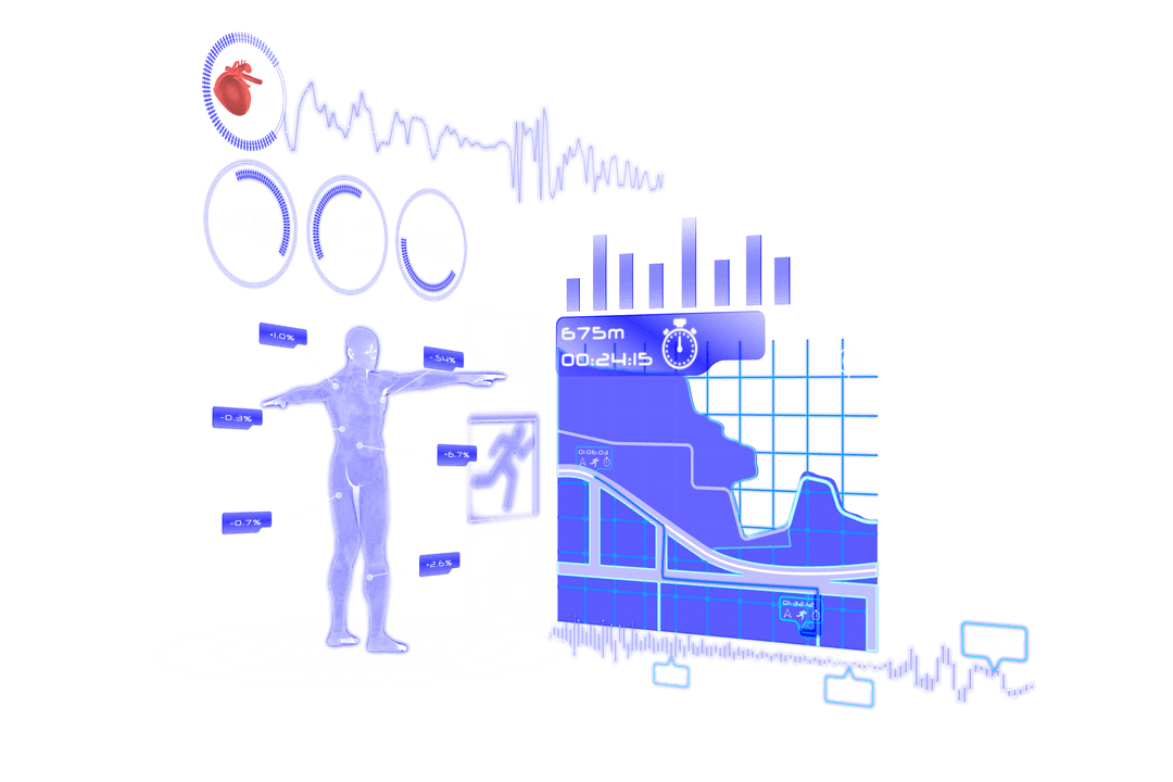 Digital Human Interface on Transparent Background Technology Illustration