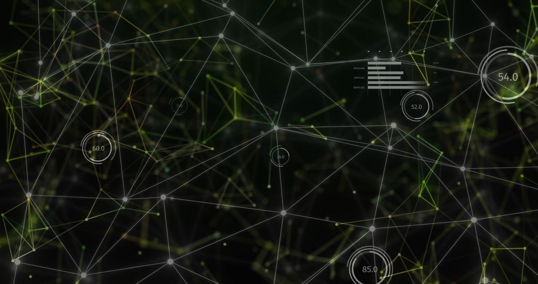 Digital Network of Data Connections on Dark Technology Background