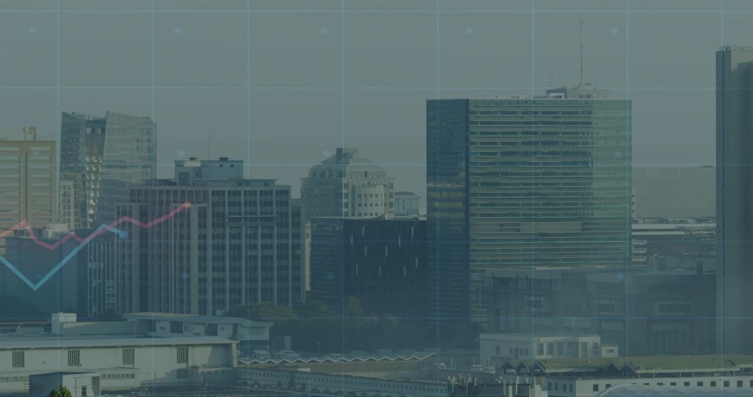 City Skyline with Financial Graph Overlay Panorama