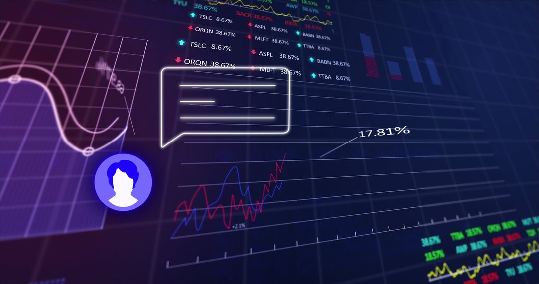 Futuristic Stock Market Analysis with Digital Icons and Graphs
