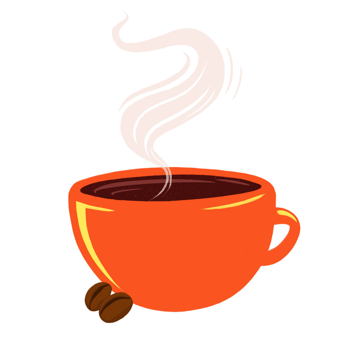 Steaming Orange Mug with Coffee on Transparent Background