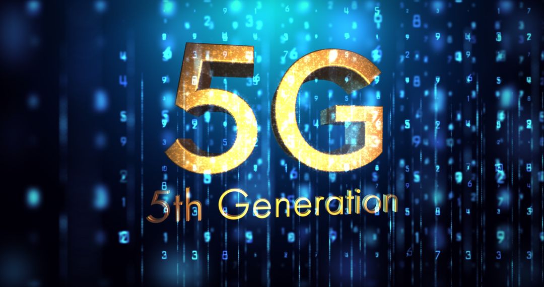 5G Network Concept with Digital Glowing Numbers