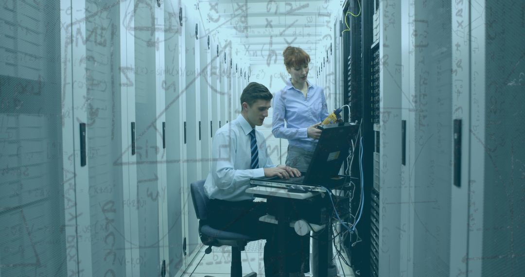 Tech Professionals Collaborating in Data Center