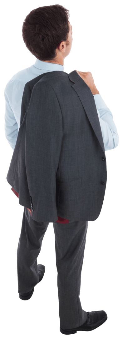 Thoughtful Businessman Holding Jacket on Transparent Background
