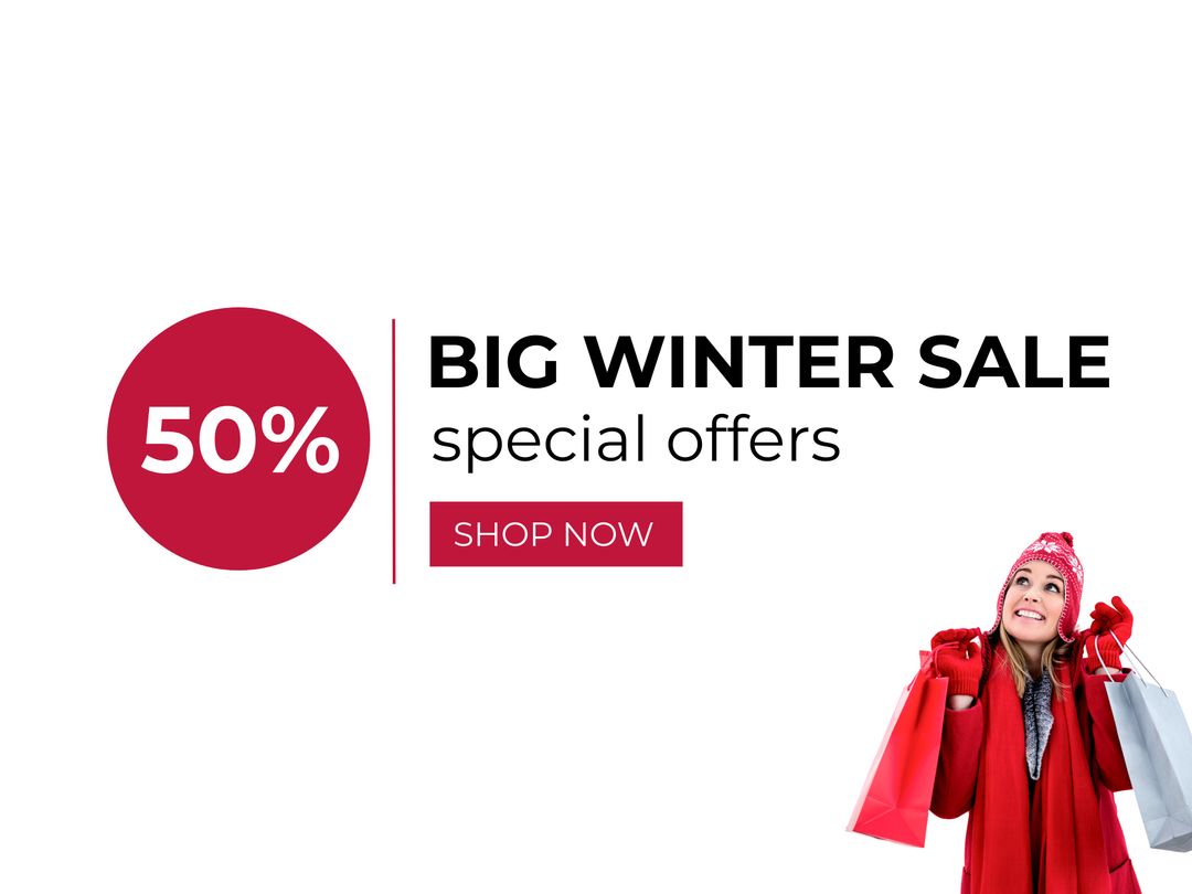 Big Winter Sale Promotion with Happy Shopper and 50% Discount