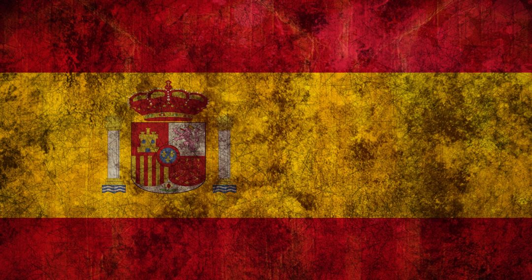 Grunge Style Spanish Flag with Vibrant Colors in Abstract Pattern