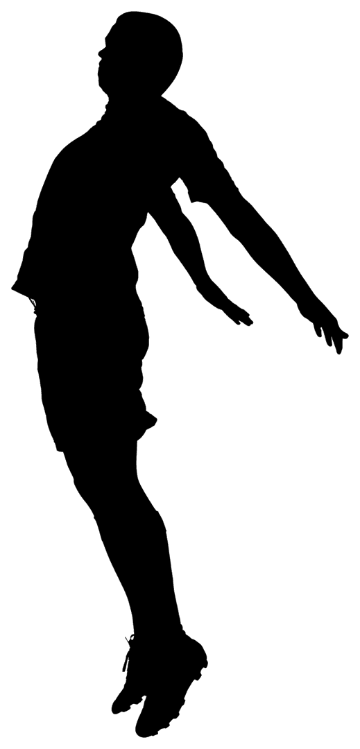 Silhouette of Jumping Male Soccer Player on Transparent Background