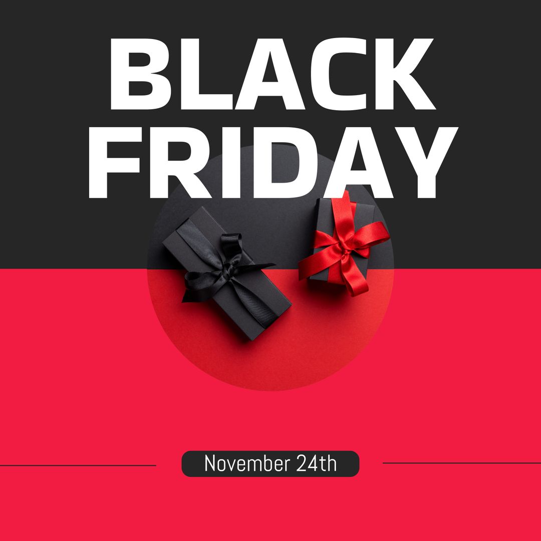 Black Friday Promotion with Red and Black Gift Boxes