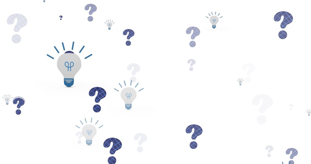 Lightbulb Icons and Question Marks on White Background for Education Concepts