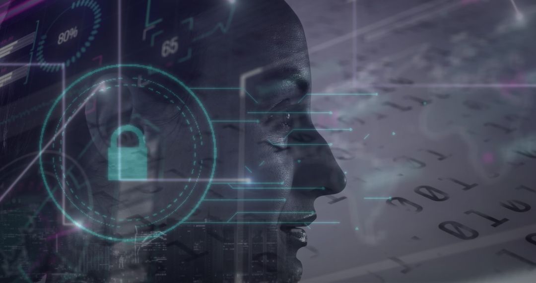 Digital Data Security Concept with Female Worker