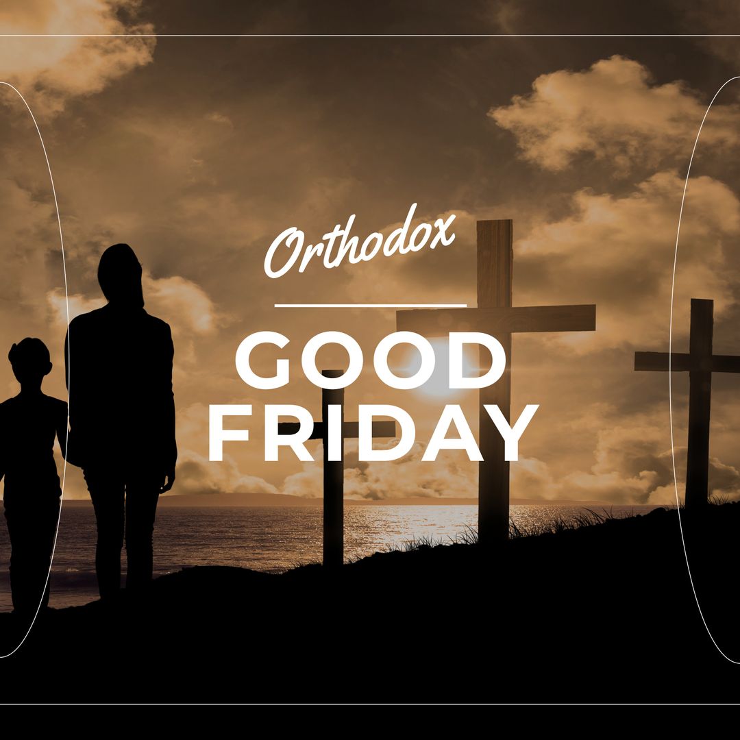 Silhouette of Couple and Crosses on Good Friday