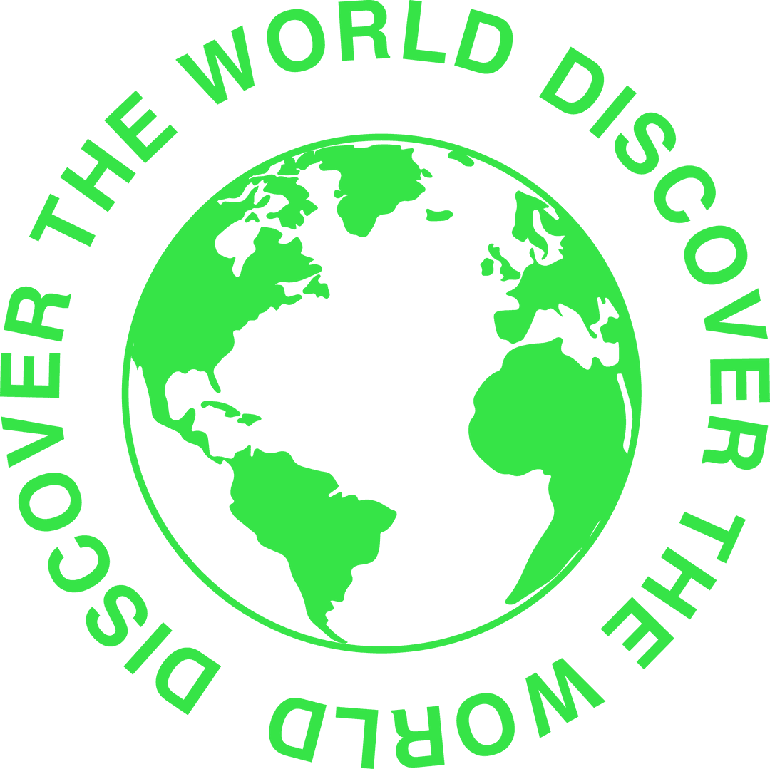 Green Globe Illustration with Discover the World Text