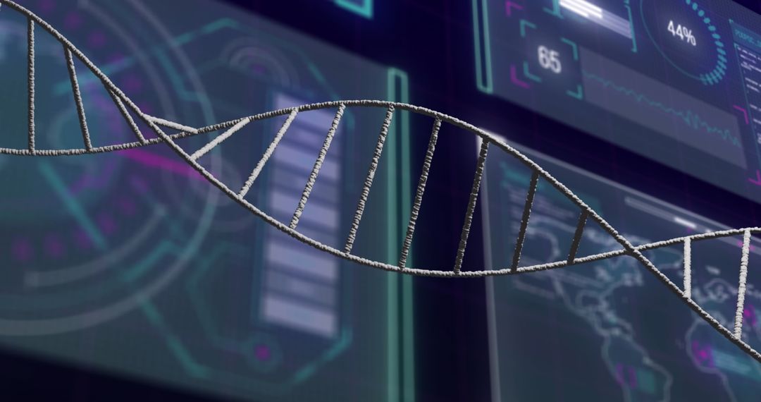 DNA Strand with Digital Data Interface Background